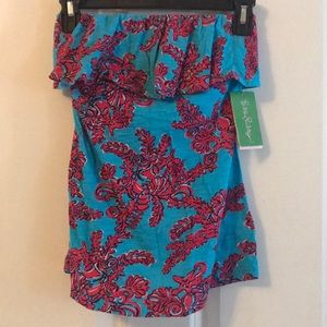 NWT Lilly Wiley Tube Top in Searulean, size XS